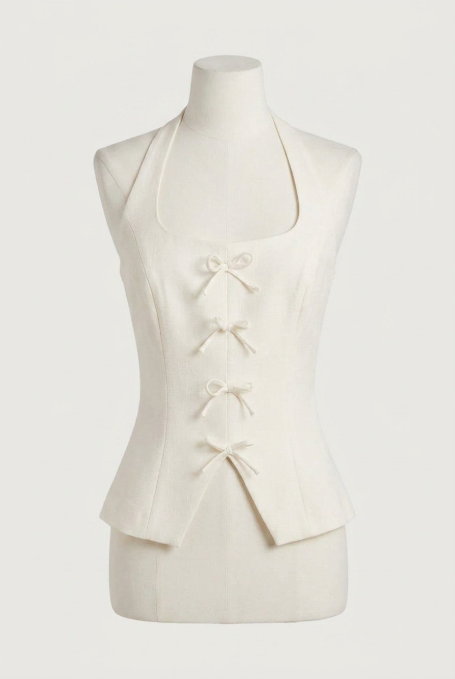 NEW LUCY PARIS eliza halter vest in ivory